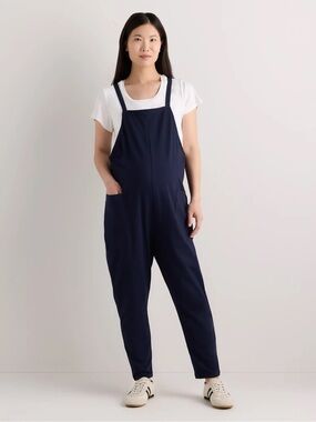 NEW Quince Maternity Overalls Organic Cotton Deep Navy Nursing Extra Small XS
